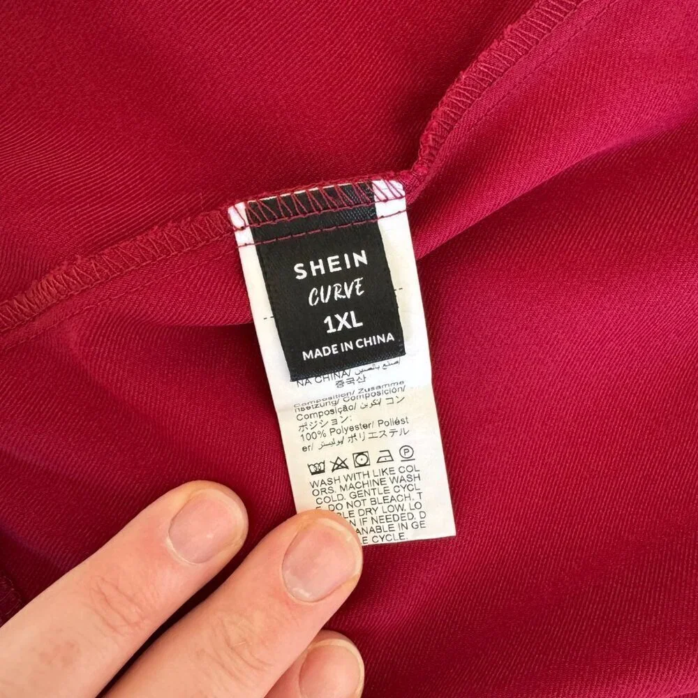 SHEIN Curve Red Open-Front Jacket | Rolled Sleeves | Size 1XL - Picture 3 of 4
